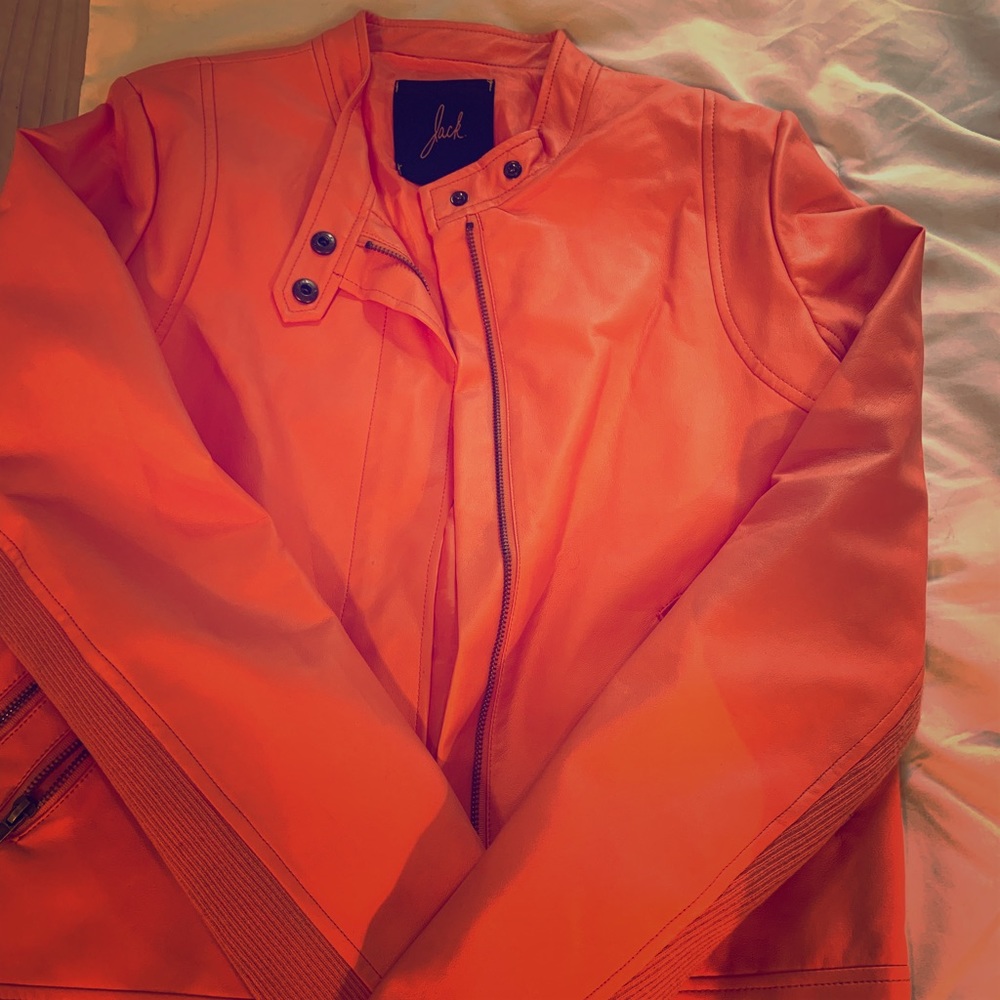 Coral faux leather jacket in great condition